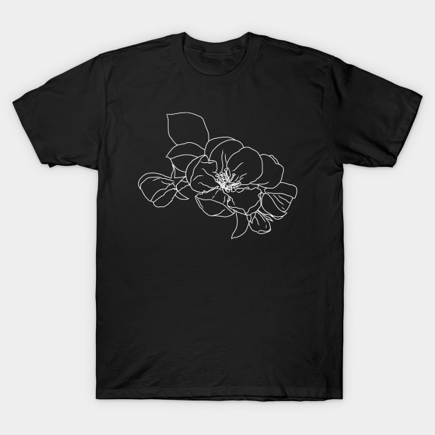 Apple blossom. line drawing. White and black. T-Shirt by KateQR